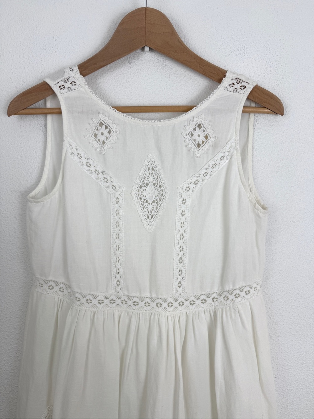Sezane Zarrri Lace Embroidery White Eyelet Tiered Midi Dress 36 US4 - Picture 4 of 10